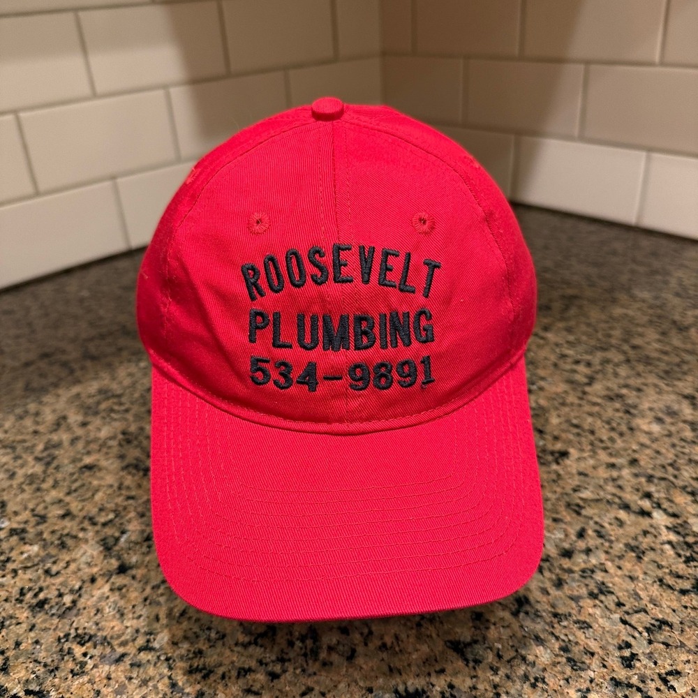Roosevelt Plumbing Port & Company CP80 Baseball Cap Men OS Red Cotton